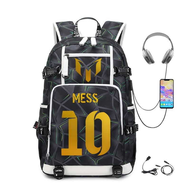 Football Printed Student Backpack Multifunctional Usb Interface Large Capacity Leisure Travel Backpack