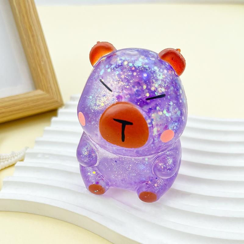 Capybara Turtle Glitter Decompression Toy Soft Cute Animal Stress Relief Slow Rebound Squeeze Toy For Adults And Children Gifts