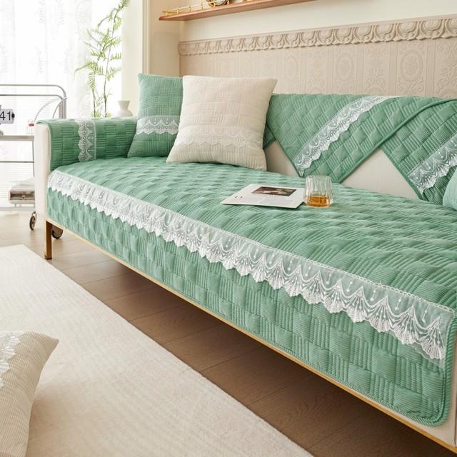 

Современный кружевной утолщенный чехол для дивана для дивана L-образной формы, защита от домашних животных, нескользящий чехол для кресла, дивана, теплый теплый Cushion cover30x50cm зелёный