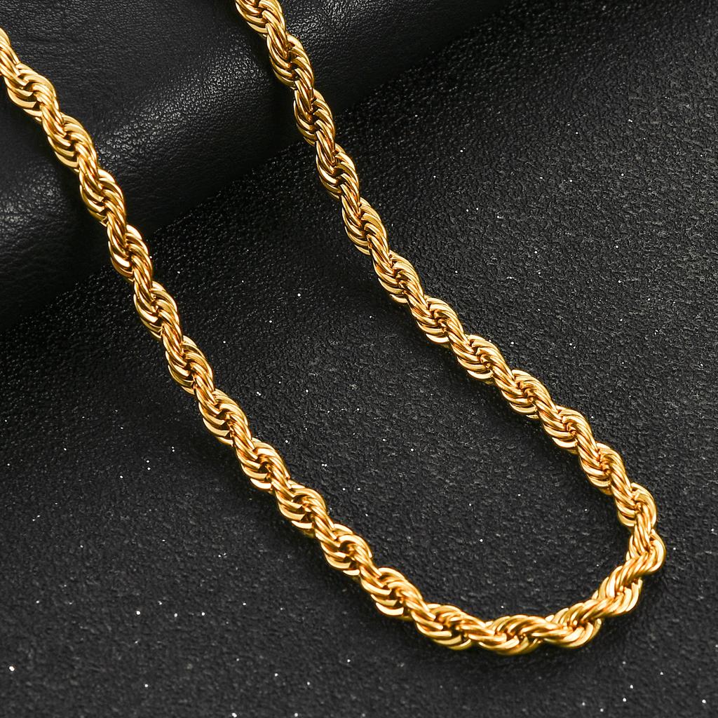 2/3/4/5/6mm Stainless Steel Twisted Rope Chain Necklace for Men Women Gold Color Plated Neck Chains Choker Metal Jewelry Gift