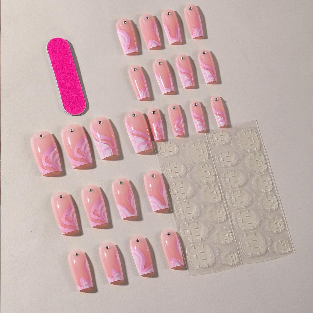 Barbie Pink Rhinestone Wave Stiletto Wearable Nail Art Patches