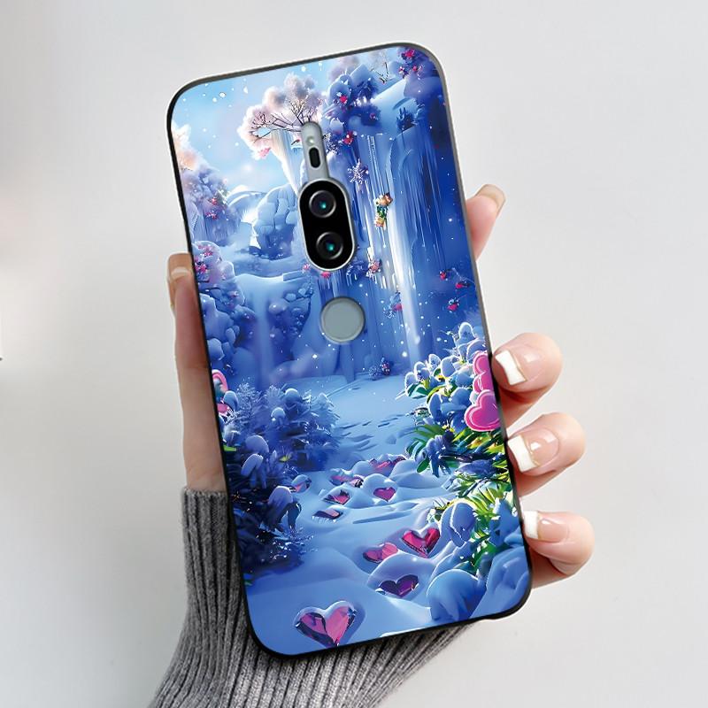 Per Sony Xperia XZ2 Premium SOV38 H8166 H8116 Custodia per Telefono Estetica Moda Gatto Carino Cartone Animato Nero Tocco Morbido Posteriore Cover in Silicone