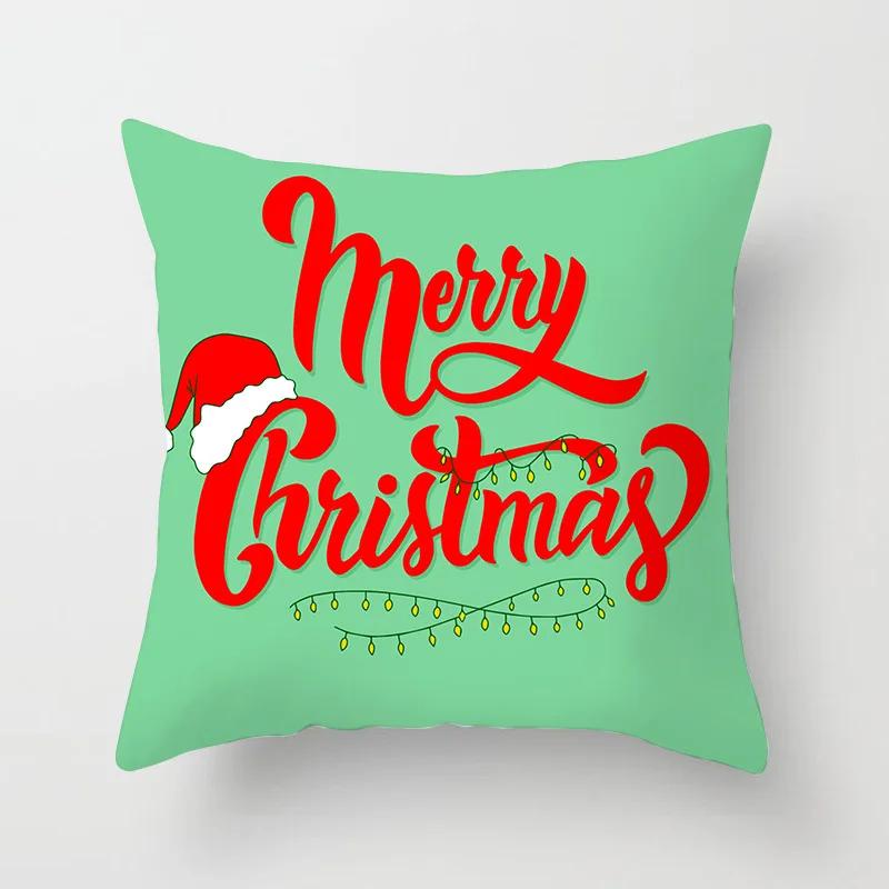 Christmas Decoration Cartoon Santa Claus Polyester Throw Pillow Case Merry Christmas Decorative Pillowcase 45X45Cm