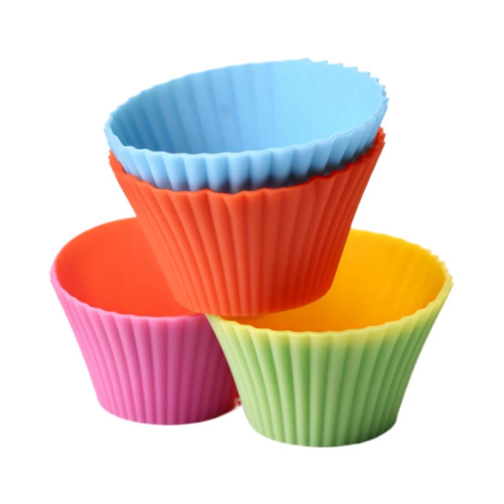 6-48Pc Silicone Cake Mold Round Muffin Mold Kitchen Cooking DIY Cake Bakeware Microwave Baking Mold Cupcake Cake Decorating Tool