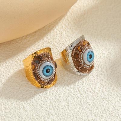 Europäischer & Amerikanischer Stil Strass-Breitband-Augenring für Damen – Modisch, Vielseitig, Übertrieben, Farbecht Titanstahl.