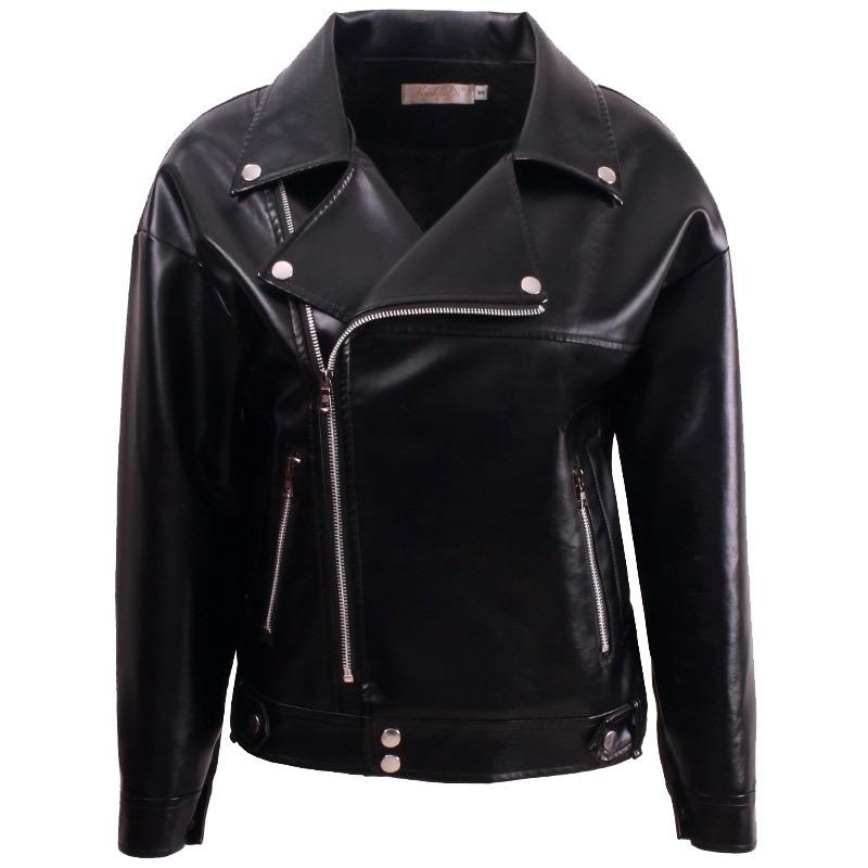 Autumn and Winter Leather Jacket New Style Women's Velvet Thickened Loose Korean Style Jacket Fashionable Motorcycle Short Jacket