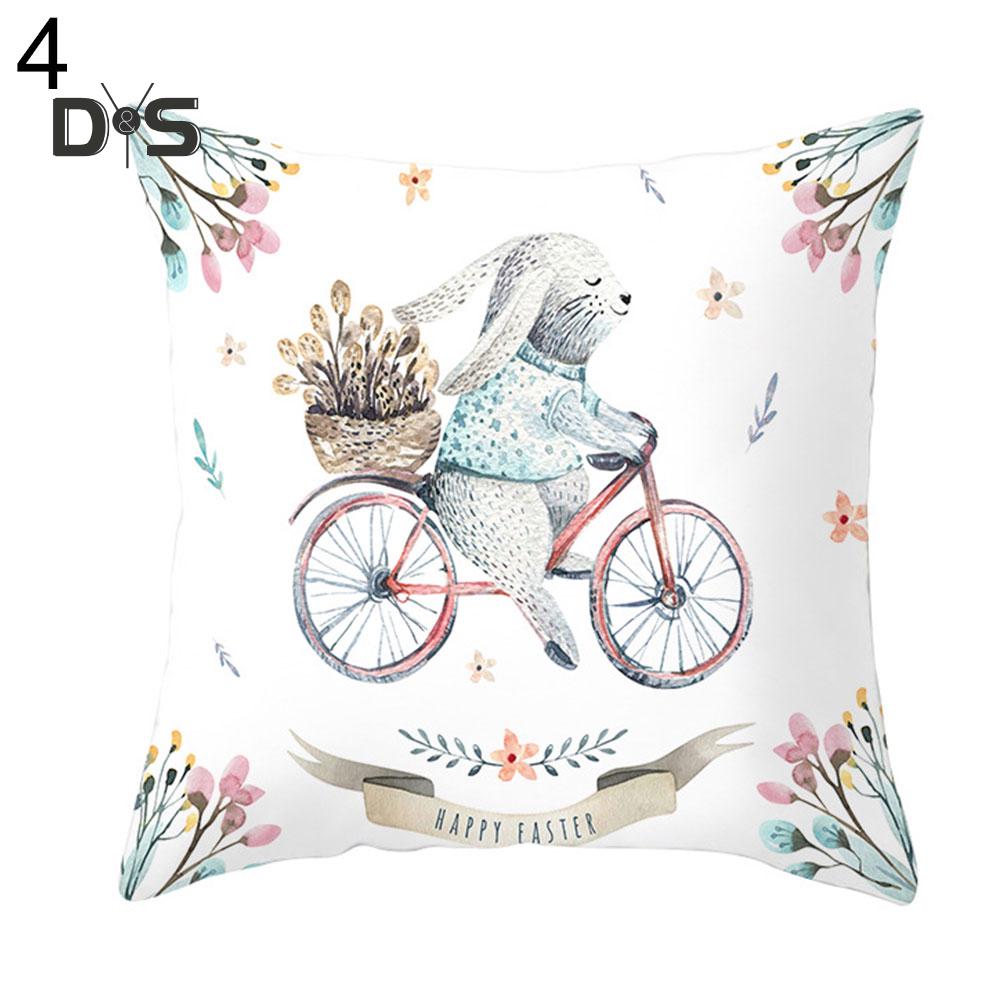 DYS Home Decor Easter Rabbit Bicyle Throw Pillow Cover  Cushion Home Sofa Car Decor