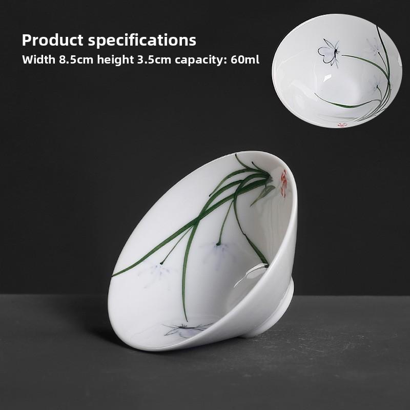 Blue and white hand-painted thin tire hat cup ceramic tea set Kung Fu small teacup single tea cup tea cup large master cup