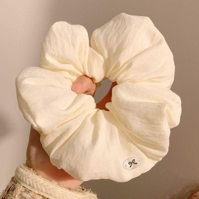 

New Trendy Cotton Puff Hair Bundles Solid Yellow White Scrunchies Oversized Hair Ties Ropes Sweet Soft Big Elastic Hair Bands белый
