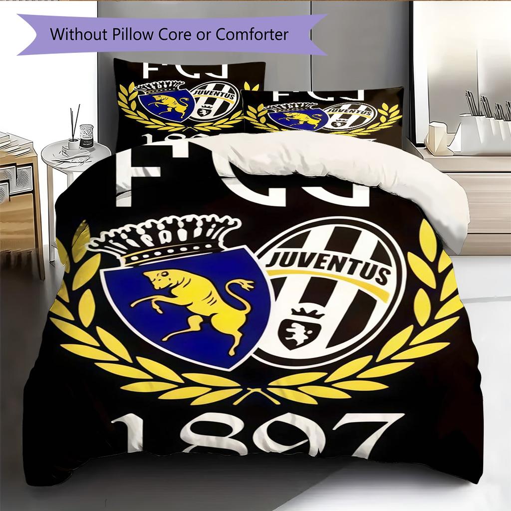 Set Copripiumino Trapuntato Juve Federa Federe Decorazione Casa Regalo di Compleanno (1 * copripiumino + 2 * federa, senza nucleo)