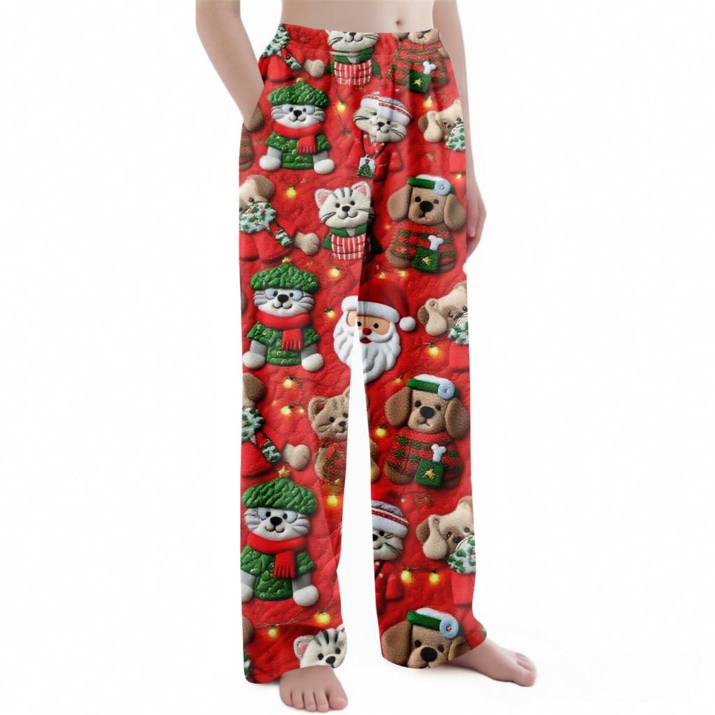 Kinderhose mit Weihnachtsmuster, Plüsch-Freizeithose