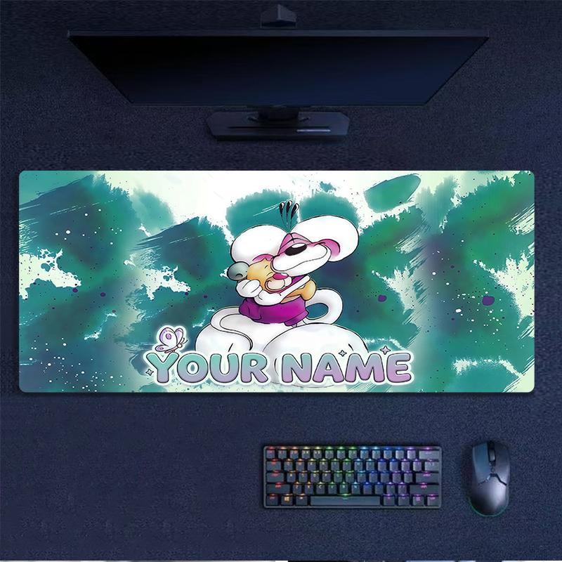 Personalisierter Name, Diddl Mauspade, Große Gaming-Schreibtischmatte, Rutschfestes XXL-Mauspad für Laptop & Tablet, Mini-PC-Spielmatte mit genähten Kanten