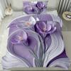 3pcs Bedding Set Purple Flowers 3D Printed Cozy Soft Duvet Cover King Queen Twin Size Birthday Gift for Adult Home Bedroom Decor