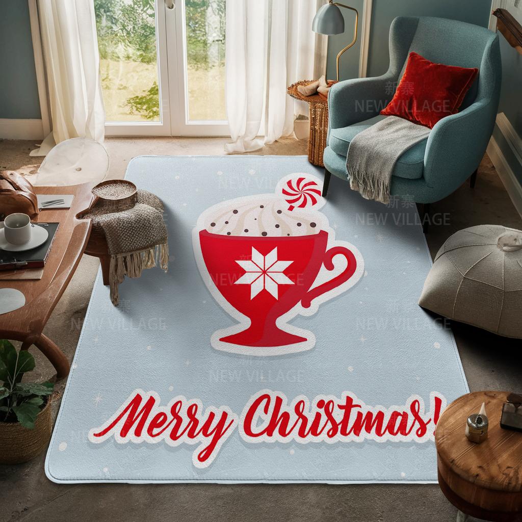 House Entrance Carpet Home Door Mat Living Room Bath Foot Bathroom Non-slip Water Absorption Rugs Bath Merry Christmas Winter