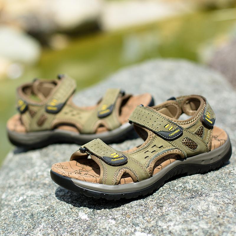 38-48 Summer Mens Large Size Genuine Leather Men Sandals Summer Men Beach Sandals Outdoor Sandals For Men