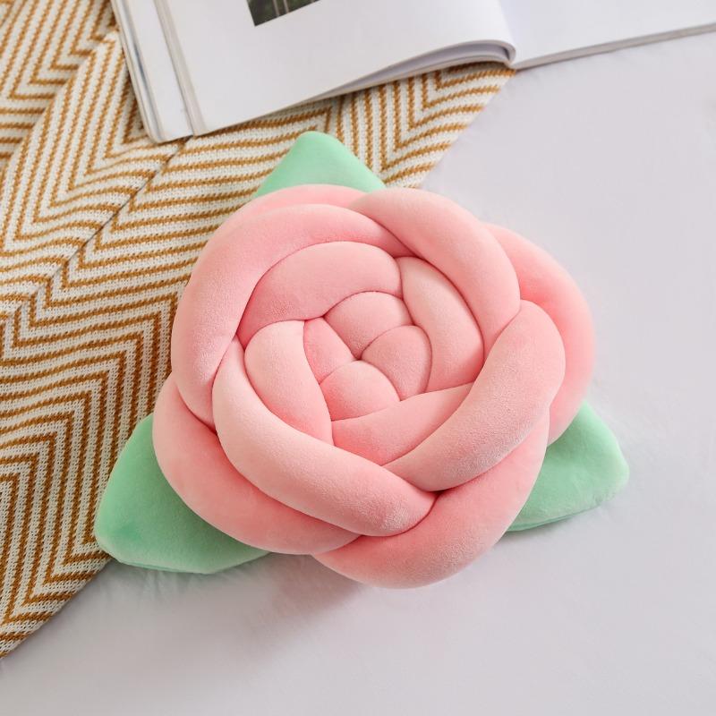 Knotted Pillow Sofa Cushion Camellia 3D Fabric Flower Pillow  Style Décor Accent Pillow for Home Living Room Elegance