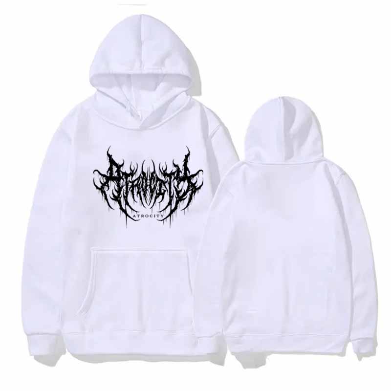 Goth-Band Herren Hoodie Kapuzenpullover, Stacheliges Metal-Band Logo Grafik auf der Brust, Warmer Fleece Pullover Sweatshirt für Sportliche Urbane Streetwear Outfits