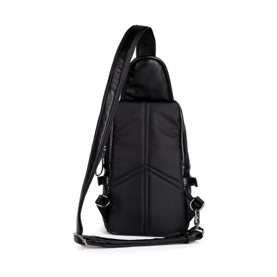Men Chest Bag Waterproof Faux Leather Crossbody Bag Travel Sling Backpack for Camping Bag Casual Sling