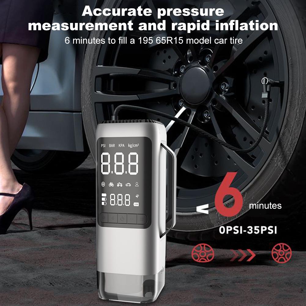 Jump Starter Vacuum Cleaner Electric Tire Pump with Light USB Rechargeable 8000mAh Bicycle Air Compressor for Car Tires
