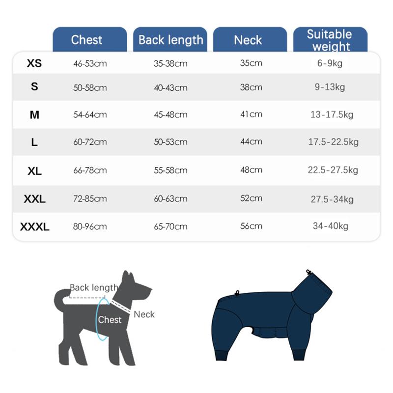 Thickened Double-sided Fleece Dogs Clothes High Collar Soft Warm Winter Dog Coats 4-Legs Pajamas Pet Clothing for Large Dog