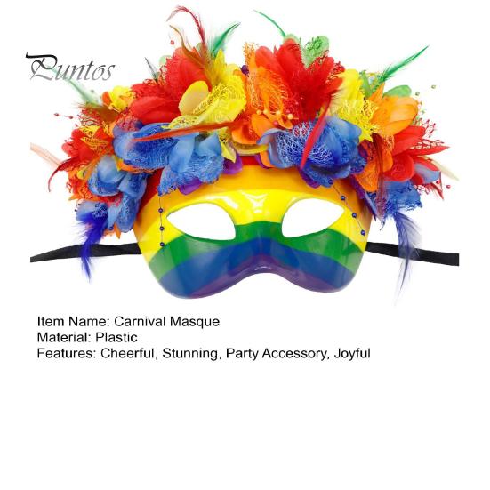 Durable Hard Plastic Masque Mardi Gras for Men Women, Colorful Rainbow Masquerade Feathered Carnival Venetian Prom Party, Carnival, Halloween Cosplay
