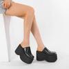 Gdgydh Fashion Square Toe Platform Mules Black PU Slip-On Loafers Thick Heels Comfortable Summer Footwear for Women Slippers