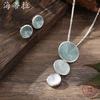 New Color Painting Oil Geometric Round Stud Earrings Pendant Set, Women's Fashion High-end Ring Necklace.