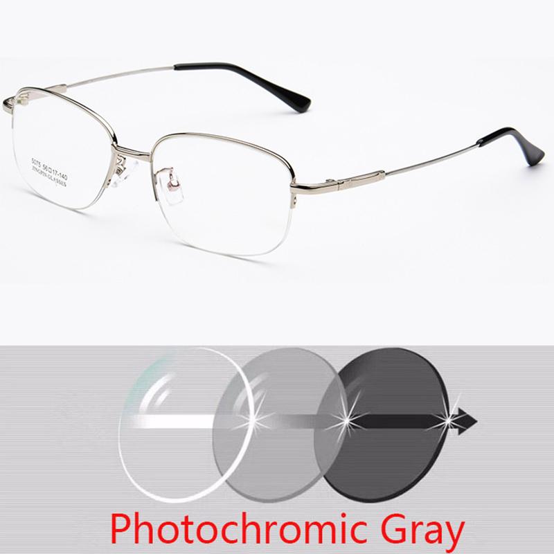 Men's Semi-Rimmed Titanium Memory Frame Metal Eyeglasses Frame for Myopia Prescription Glasses