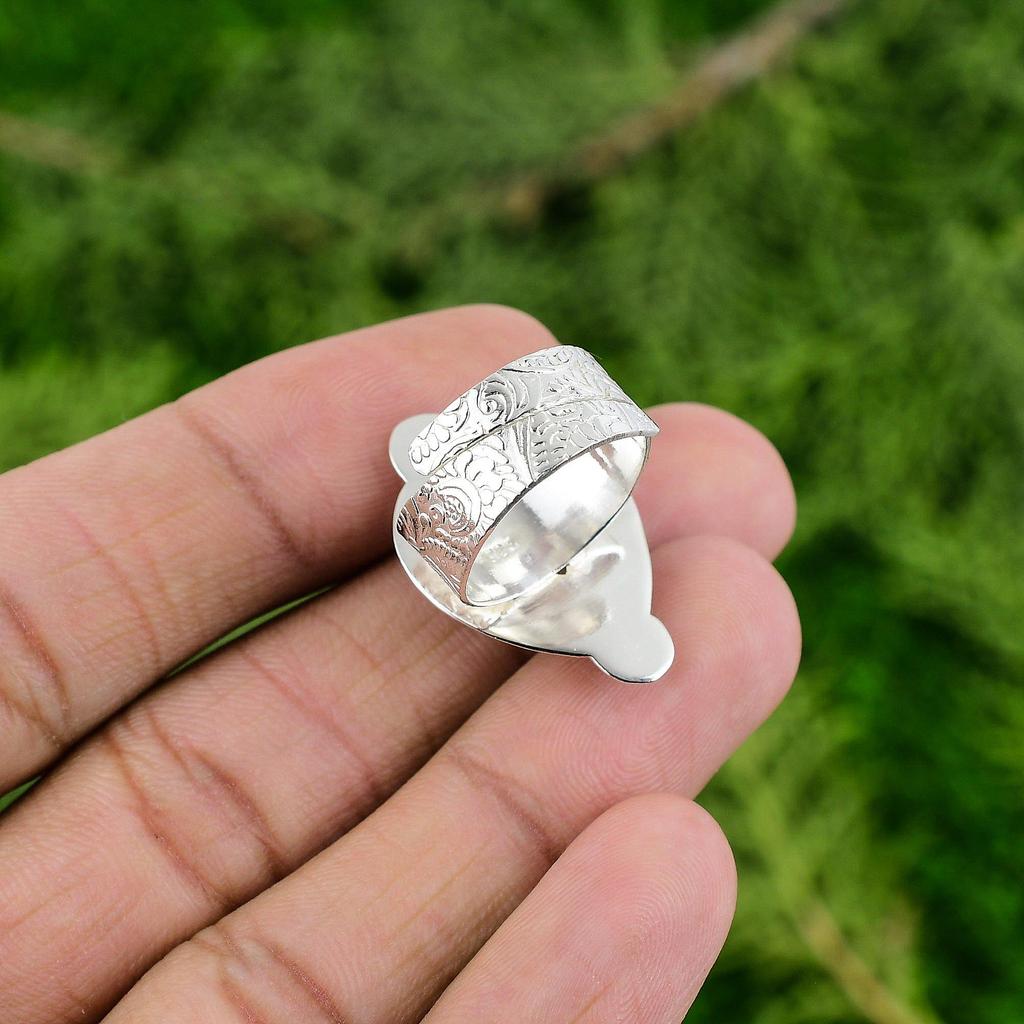 925 Silver Pear Natural Prehnite Bezel Ethnic Artisan Multi Stone Sister Ring