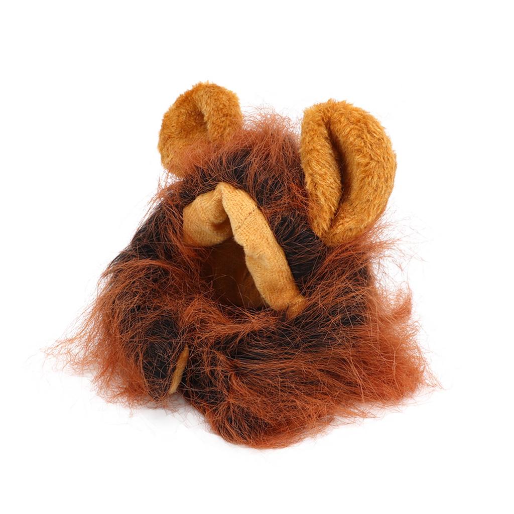 Cat Lion Headgear Decoration Cloth Cute Breathable Pet Lion Wig Lion Mane Costume for Pet Dark Brown