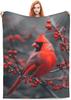 Northern Cardinal Blanket Gifts for Women Red Birds Berries Flannel Throw Blankets Soft Comfy Lightweight for Home Decor Couch Bed Sofa 60x50 Inches
