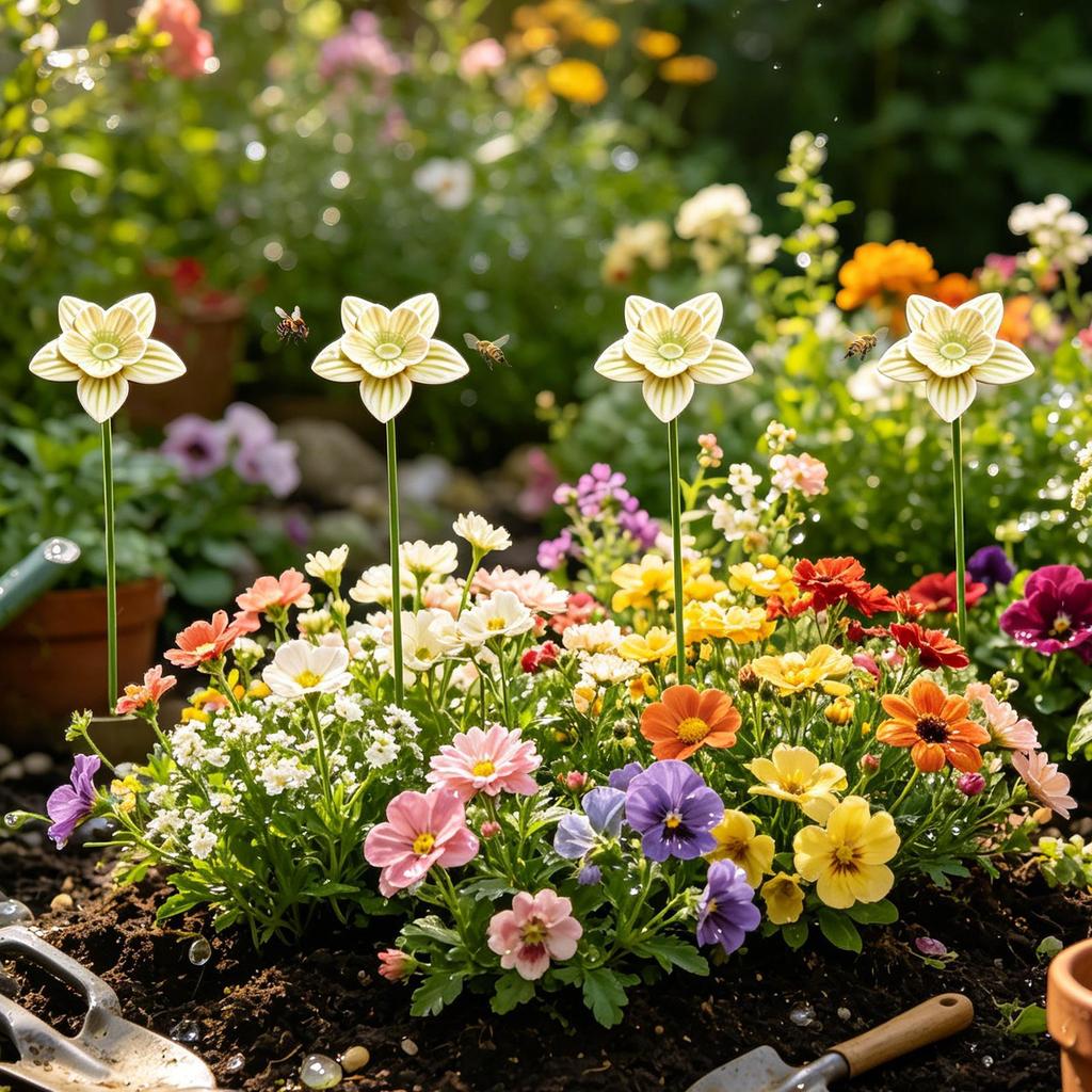 Pollinator Watering Station 4 Piece Ceramic Flower Shape Pollinator Waterer Bee Bath For Outdoor Backyard Patio Deck Butterfly