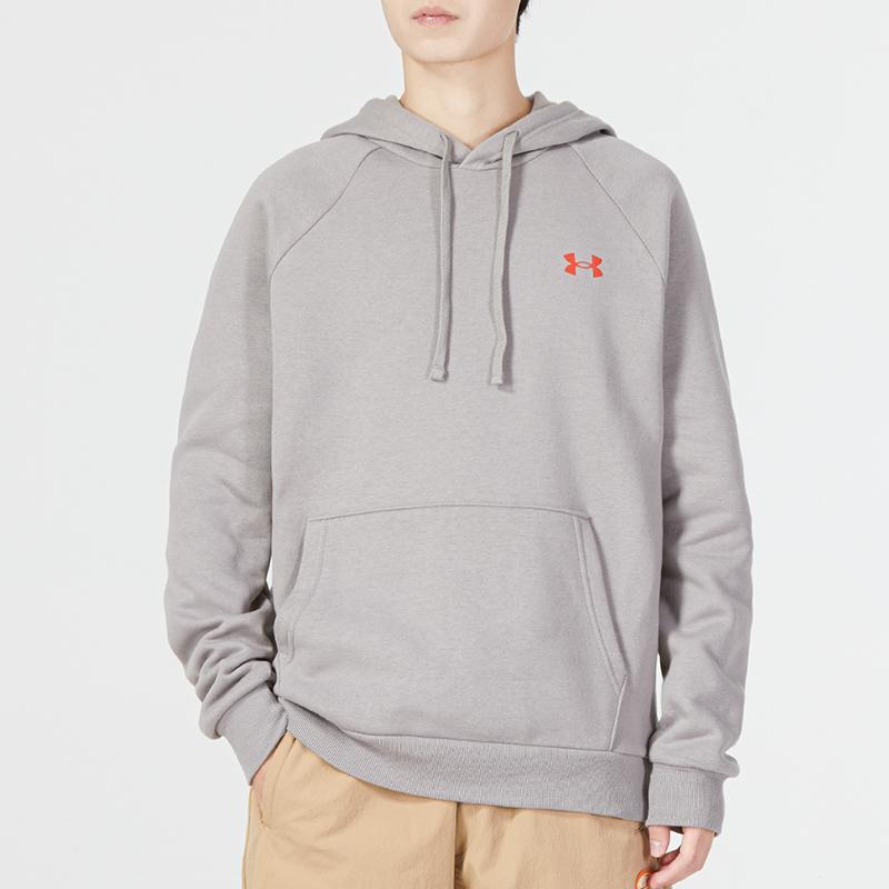 Under Armour Rival Fleece Mtn Hoodie With Geometric Pattern And Letter Graphics Men Hoodies Grey 1373181-294