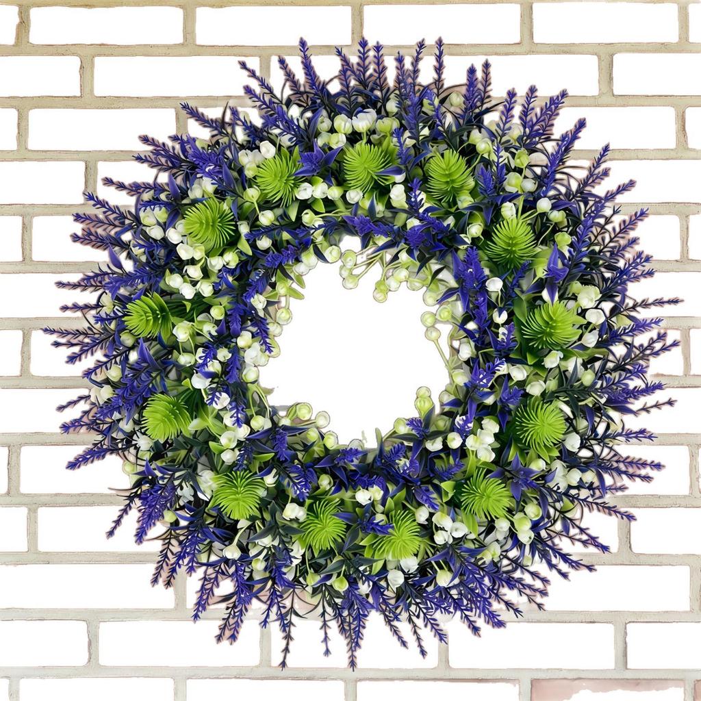 Cross-border Lavender Wreath: Spring/Summer Door & Window Floral Hanging Ornament for Outdoor & Shop Décor