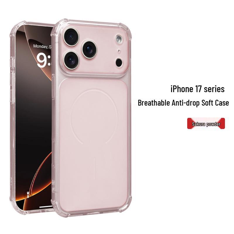 

Square Anti-Drop Ultra-Thin Transparent Case for iPhone 17PM iPhone 17 Pro цвітіння вишні, рожевий колір