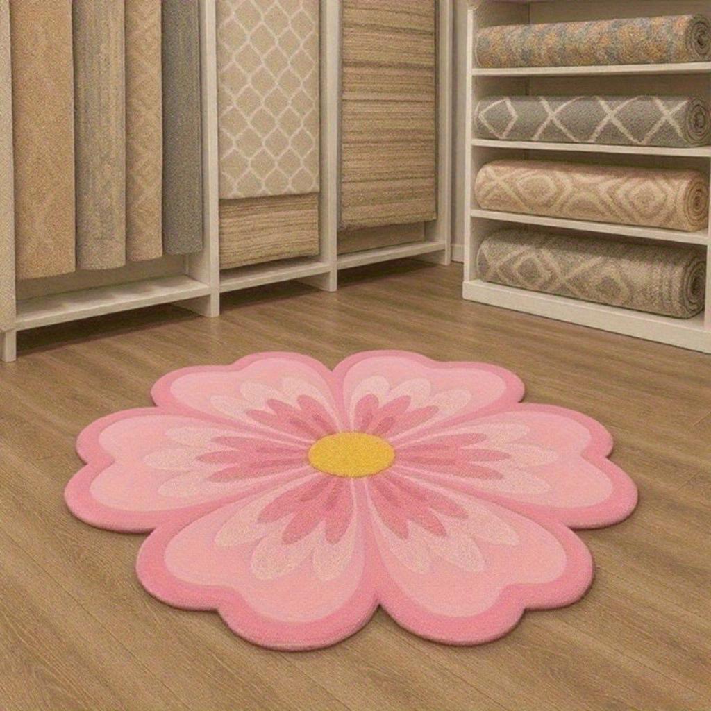 Elegant Irregular Floral Imitation Cashmere Floor Mat: Stain-Resistant, Wear-Resistant, Non-Slip, Easy-Clean for Home, Kitchen, and Bathroom.