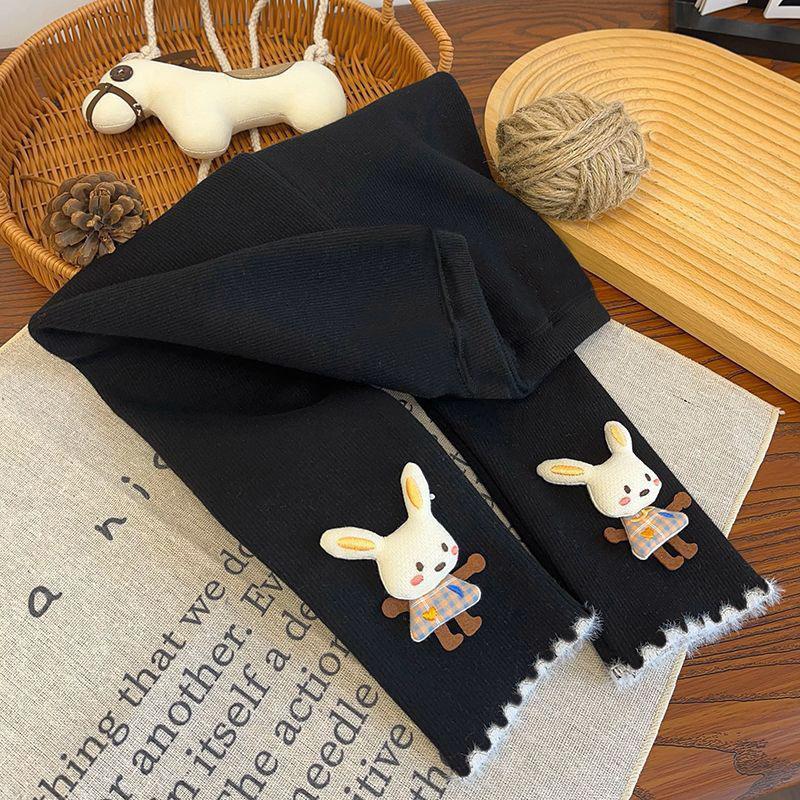 Korean Style Leggings for Girls Fleece Lined Winter Warm Ruffle Trim Stretchy Toddler Skin-Friendly Pants
