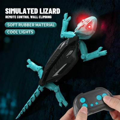 Electric Bionic Wall Climbing Gecko Toy for Kids Rechargeable Remote Control Lizard with LED Eyes Dual Mode for Floor Wall Gift