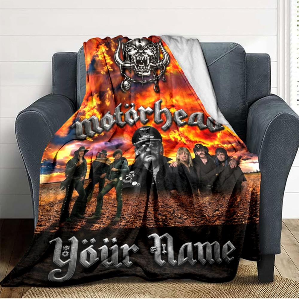 Name Custom Motörhead Print Flannel Blanket High Quality Warm Comfortable Cover for All Seasons Perfect for Gifts Home Decor
