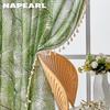 1 ADET NAPEARL Yarı Karartma Tropikal Stil Yeşil Bitki Baskılı Küçük Taze Saçaklı Perdeler Pencereler Balkon Yatak Odası Oturma Odası Ev Dekoru