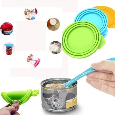 Reusable Silicone Pet Can Cover Fresh-keeping Cover with Spoon Sealing Cover Cat and Dog Food Storage Tank Cover Pet Supplies