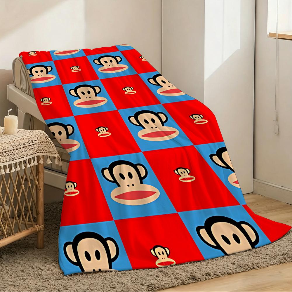 Julius the Monkey Throw Lightweight 240g Flannel Blanket Soft Skin-friendly for Summer Cooling 75x90cm