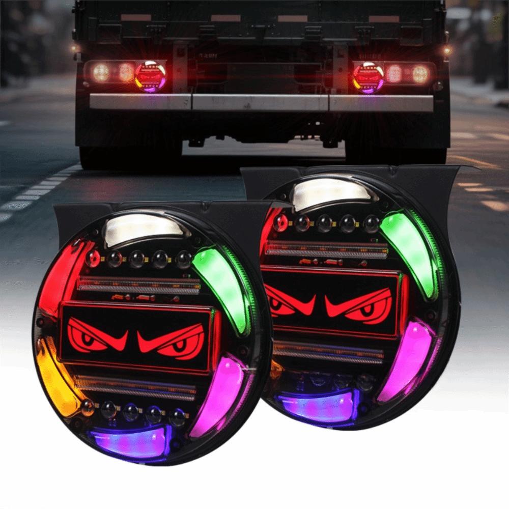 Creative 12-24V Truck Devil's Eye Light Universal Multi-Mode Dynamic Demon Eye Light Safety Warning Lamps Car Decor