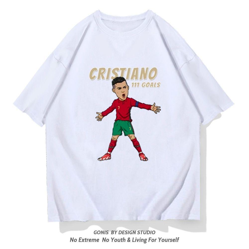 Cristiano Ronaldo Portugal Championship T-Shirt Boys Loose Trendy Soccer Short Sleeve Summer Fan Clothing Top