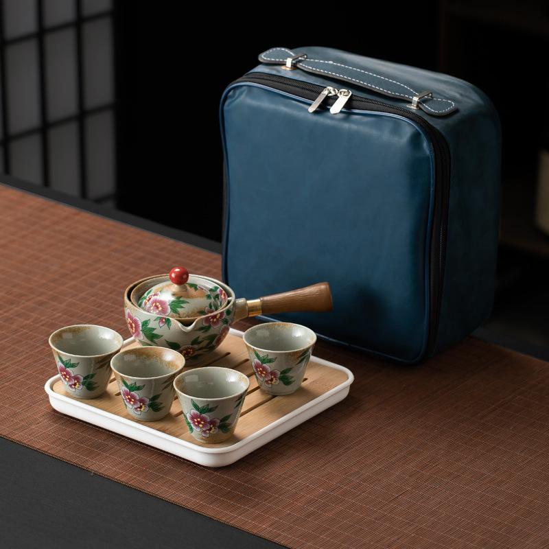 Chinese Kung Fu Ceramic Tea Set Portable Travel Tea Set Creative Household 360 Rotation Tea Make Teacup Teaware Sets Gift Box