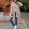 Women's Fall Winter Solid Lapel Bow Tie Wool Blended Coat Casual Outerwear for Europe America