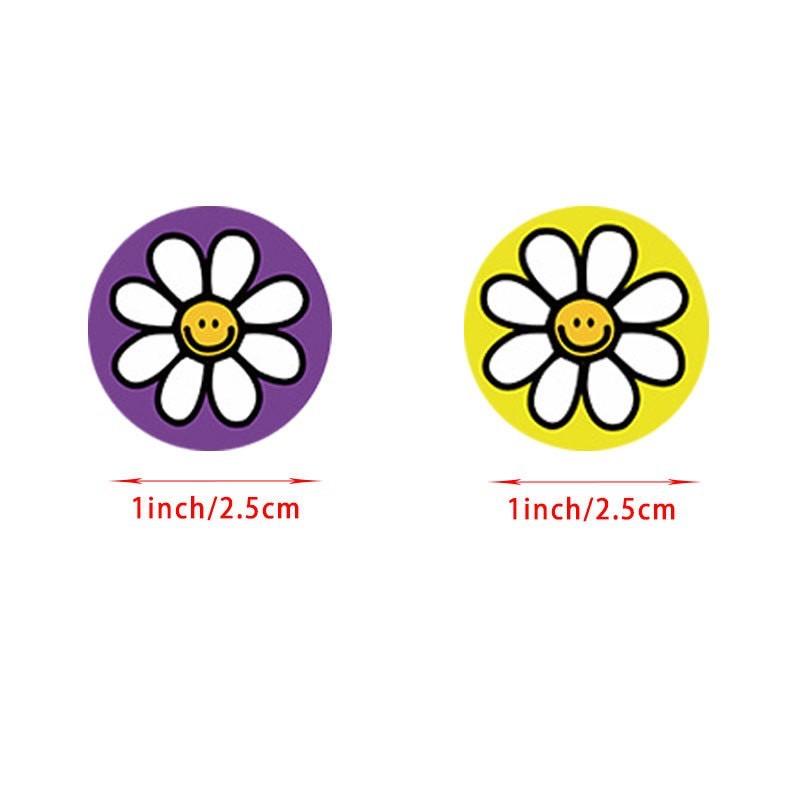 500pcs Flower Stickers Paper Cute Cartoon 1inch Reward Sticker Round Flower Seal Adhesive Labels for Journal Handmade Gift