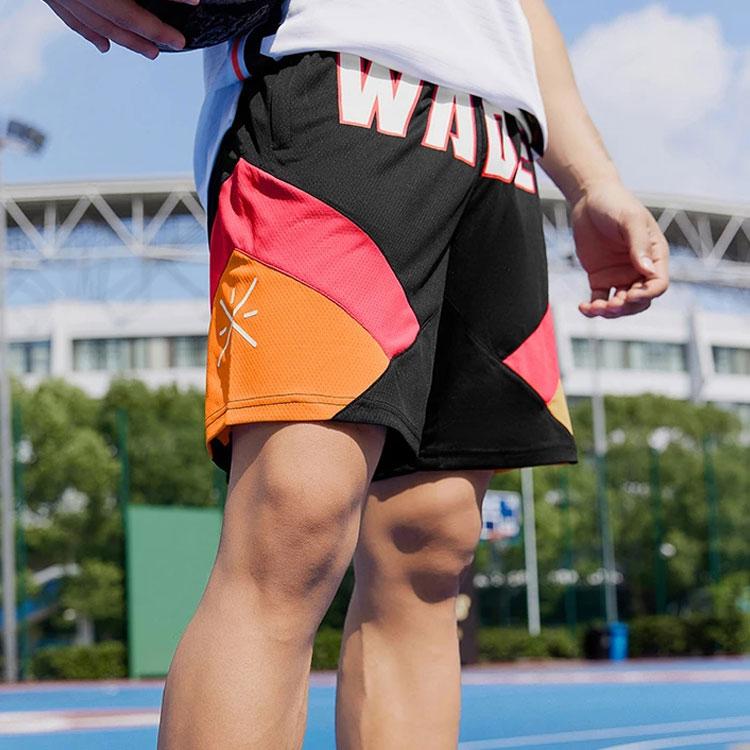 Li-Ning Wade Series Contrast Letter Print Straight Casual Shorts Men Bottoms Black Red AAPS041-9