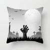 New Halloween Black and White Skull Pumpkin Printed Peach Leather Velvet Pillowcase Sofa Office Cushion Cover