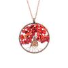 Ancient Red Copper Winding Natural Stone Crystal Tree Of Life Necklace Colorful Stone Necklace Jewelry N105